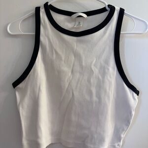 H&M White Tank Top with Black Trim